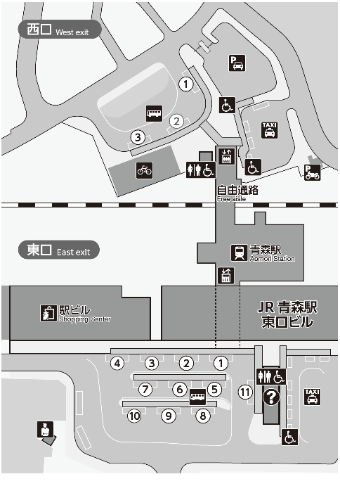 青森駅前乗り場案内図