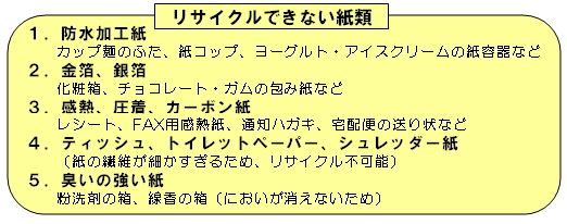 リサイクルできない紙類