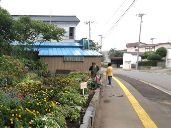 草刈り作業をしている様子