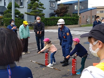 消火器の使用訓練